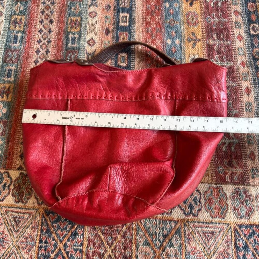 The Sak red leather hobo bag with brown leather straps and silver hardware - Picture 4 of 5
